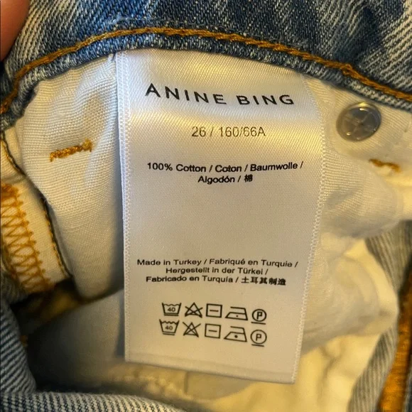 Anine Bing Gavin Jeans Relaxed Women's Size 26 Straight Leg Distressed Blue - Picture 13 of 14